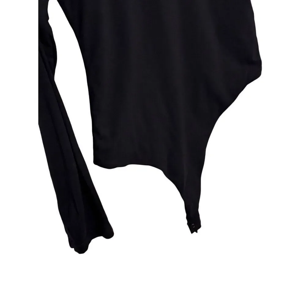 iuga black long sleeve v-neck bodysuit - XL